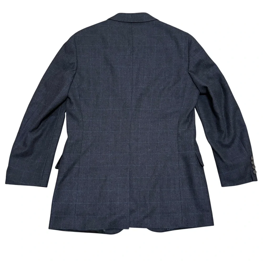 Polo University Club Ralph Lauren Men's 42R Blazer Navy Blue Wool Windowpane